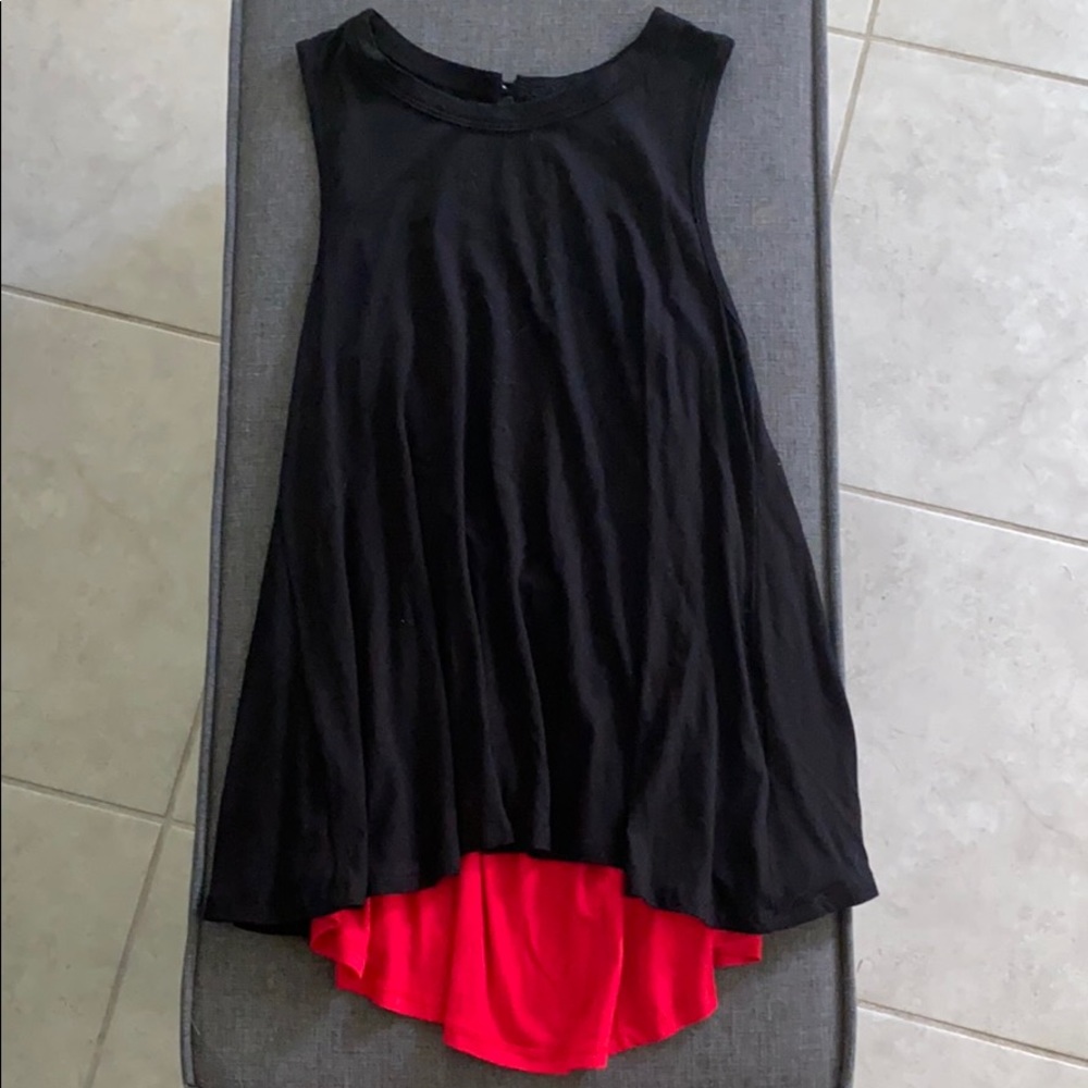 Red and black open back tank top